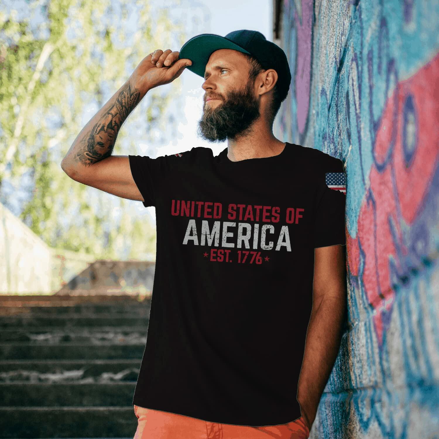 USA Flag T Shirt Men Patriotic