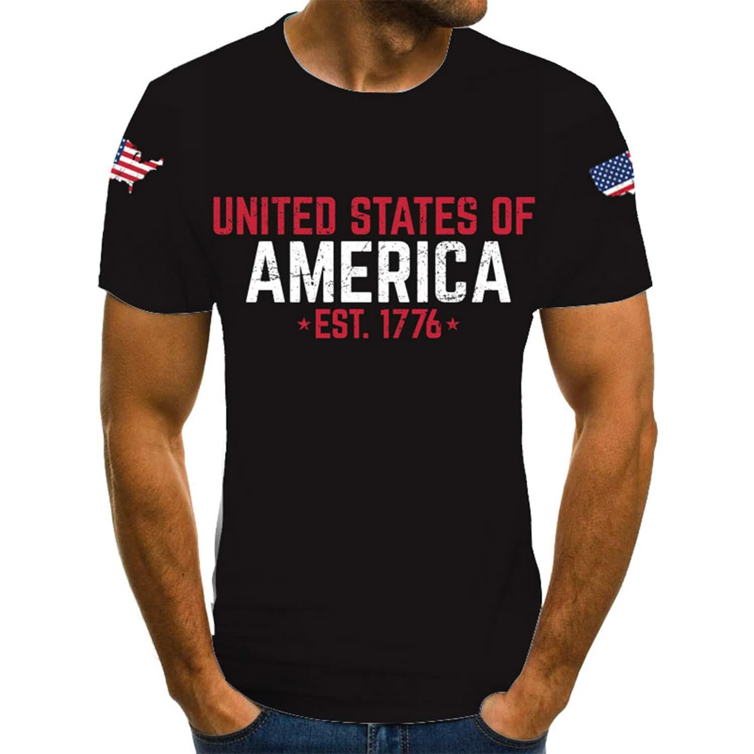 USA Flag T Shirt Men Patriotic